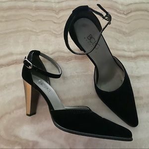 BCBG Velvet pointed toe black heels